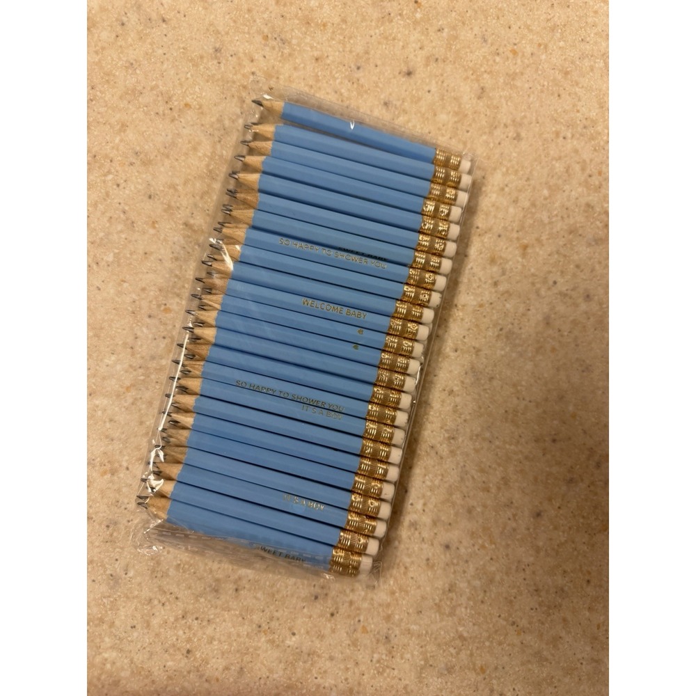 Mini Blue Baby Shower Game Pencils Lot Of 48 Sweet Baby Boy